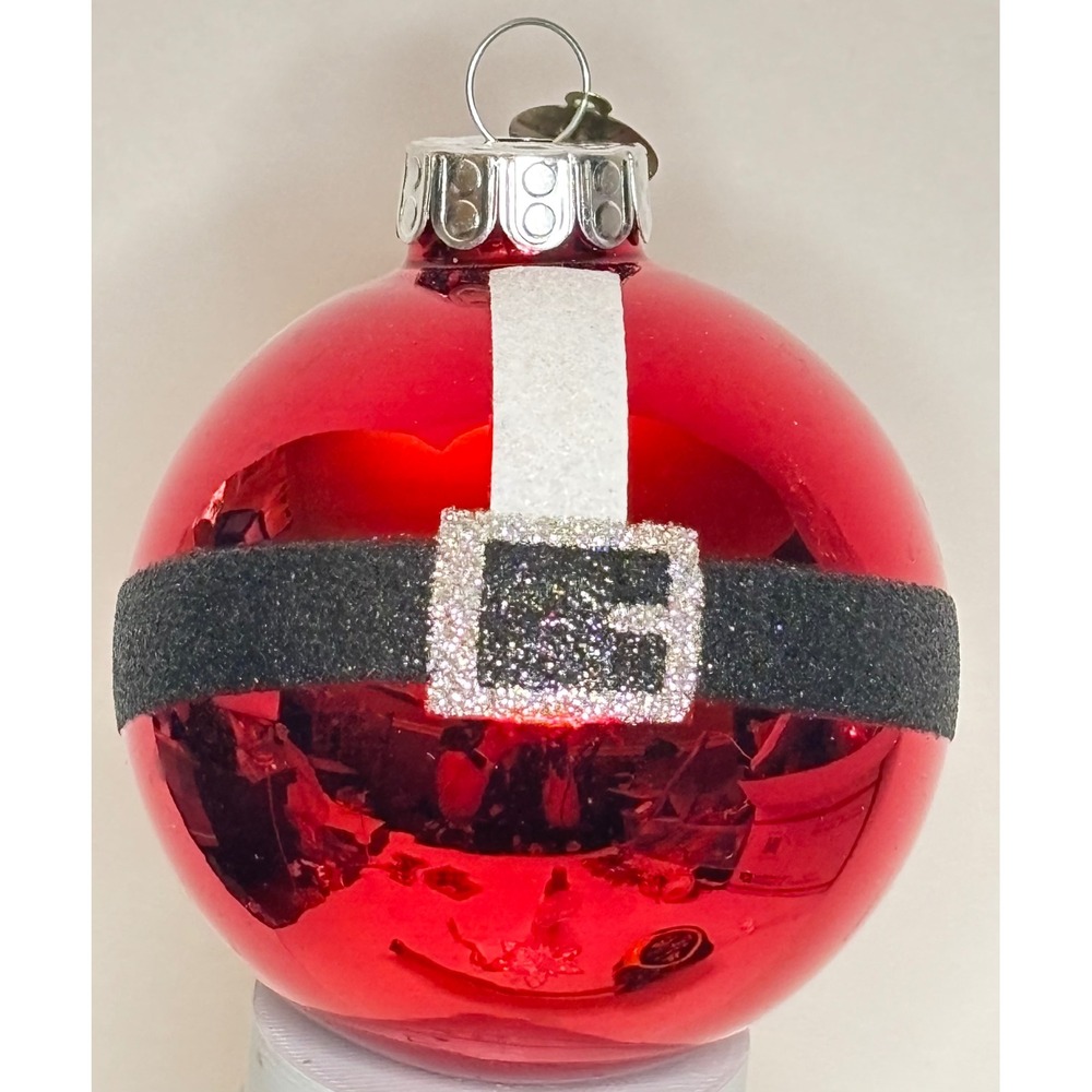 Christopher Radko Celebrations Red Glass Santa Belt Christmas Ornament 1.75 inch